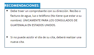 recomendaciones para hacer una cita al consulado de Guatemala